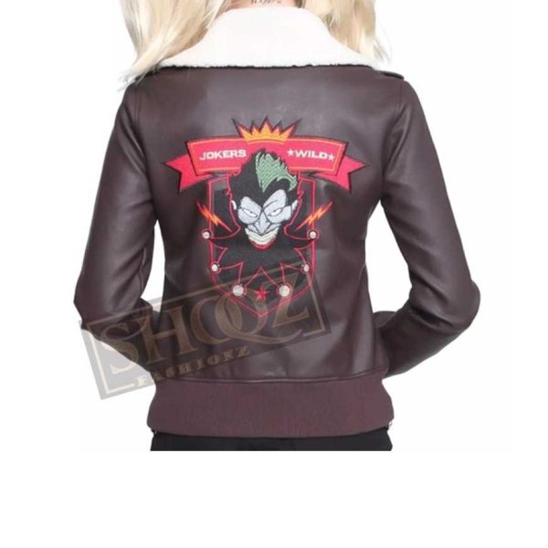 Harley Quinn Bomber Fur Leather Jacket