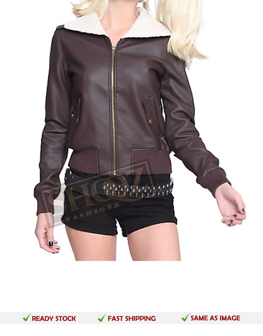 Harley Quinn Bomber Fur Leather Jacket