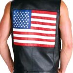 Xelement 202 USA Flag Motorcycle Leather Vest