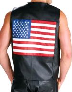 Xelement 202 USA Flag Motorcycle Leather Vest