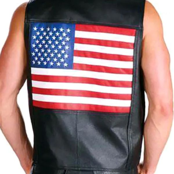 Xelement 202 USA Flag Motorcycle Leather Vest