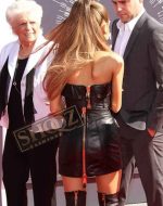 Ariana Grande Black Leather Dress