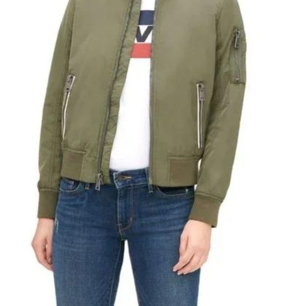 Army Green Bomber Leather Jacket