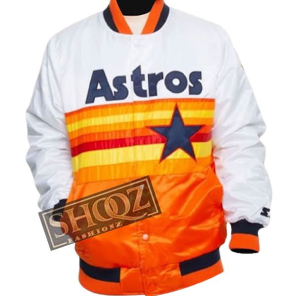 Houston Astros White and Orange Star Satin Jacket