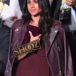 Meghan Markle Maroon Biker Leather Jacket