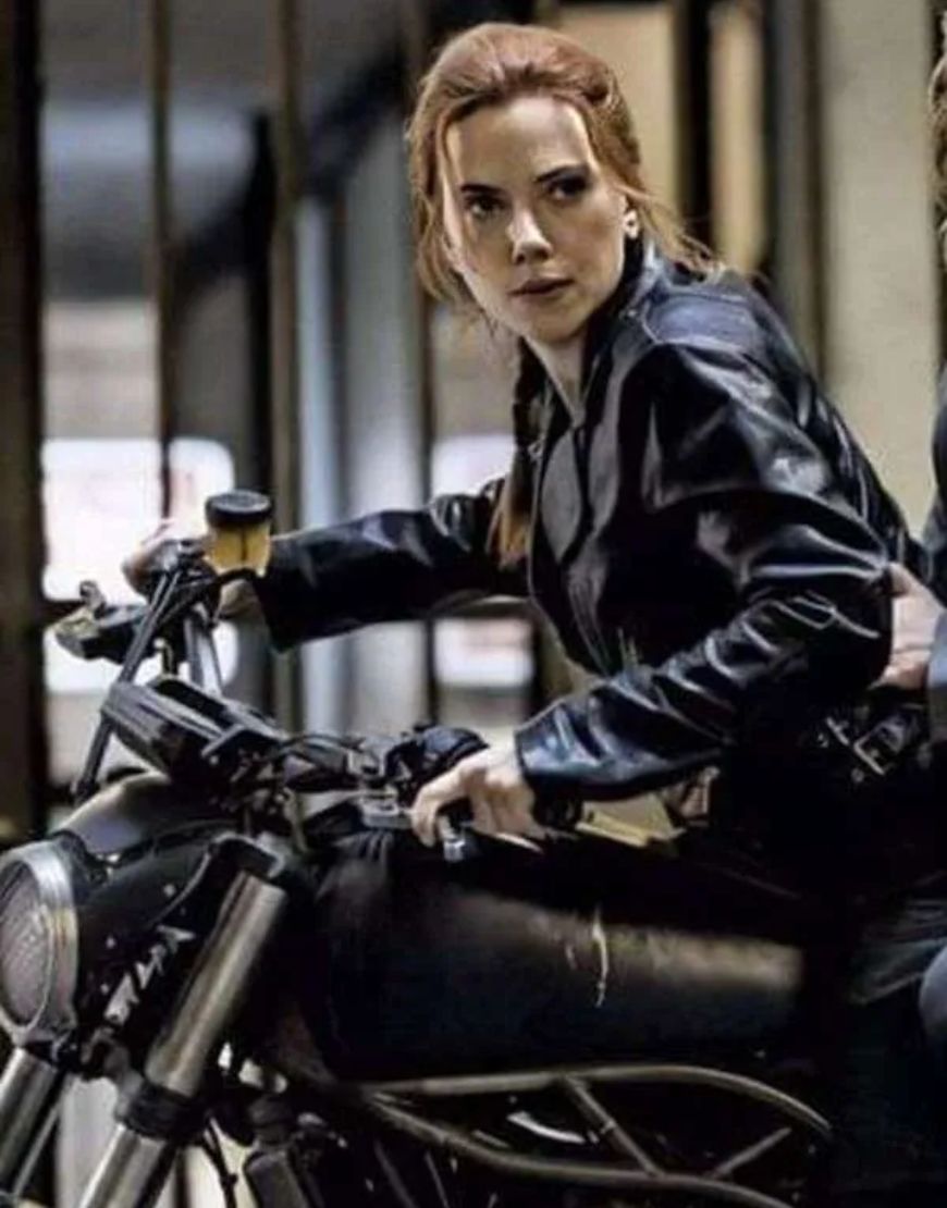 Black Widow Scarlett Johansson Natasha Romanoff Biker Jacket 1 Black Widow Scarlett Johansson Natasha Romanoff Biker Jacket
