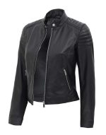 Bodybuilders Slim Fit Quilted Biker Leather Jacket