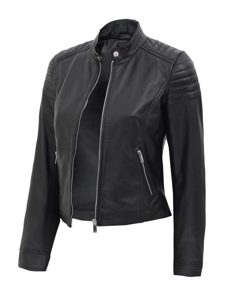 Bodybuilders Slim Fit Quilted Biker Leather Jacket