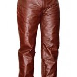 Mens Brown Real Leather Pant