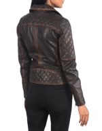 Carolyn Quilted Vintage Brown Biker Jacket