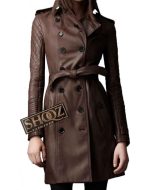 Stana Katic Castle kate Beckett Brown Leather Coat