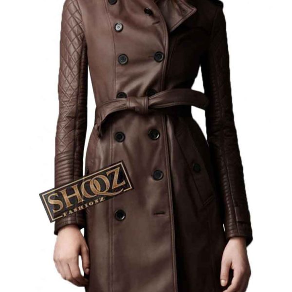 Stana Katic Castle kate Beckett Brown Leather Coat