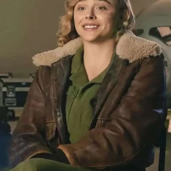 Chlo? Grace Moretz Shadow in the Cloud Brown Leather Jacket