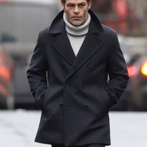 All the Old Knives Henry Pelham Chris Pine Black Wool Peacoat