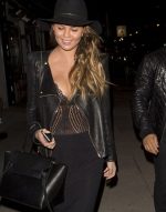 Chrissy Teigen Black Leather Jacket