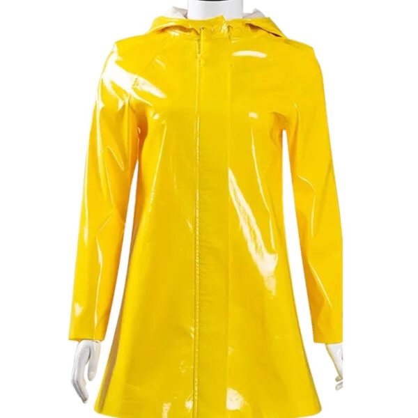 Coraline Leather Yellow Rain Coat