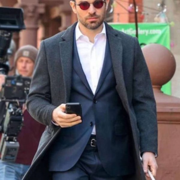 Daredevil Born Again Charlie Cox Matt Murdock Black Wool Coat