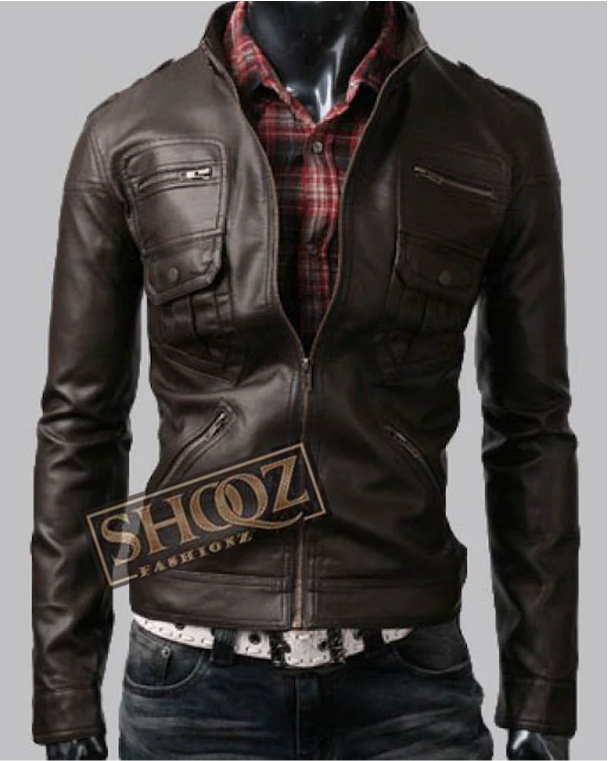 Slim Fit Belted Rider Zip Dark Brown Cowhide Jacket 1 Slim Fit Belted Rider Zip Dark Brown Cowhide Jacket