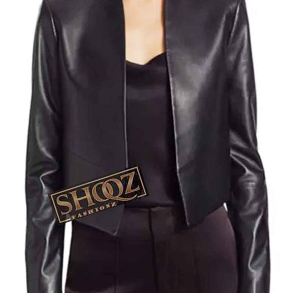 Lily Collins Emily In Paris Emily Cooper Black Leather Jacket