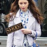 Lily Collins Emily In Paris Emily Cooper White Leather Jacket