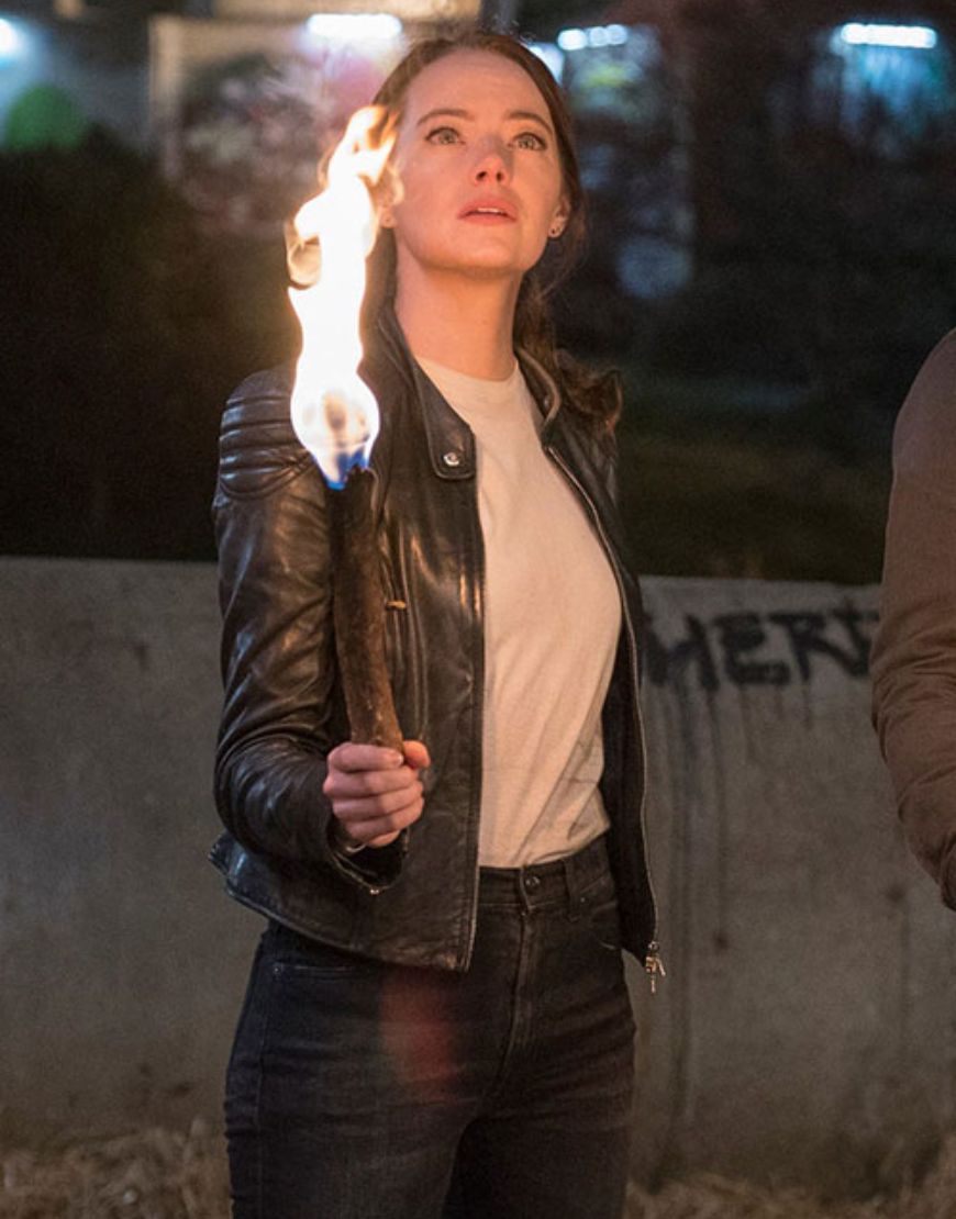 Emma Stone Zombieland: Double Tap Leather Jacket 1 Emma Stone Zombieland: Double Tap Leather Jacket