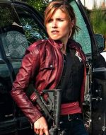 Chicago PD Erin Lindsay Sophia Bush Maroon Leather Jacket