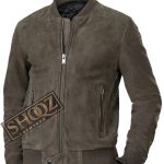 Men's Grey Bomber Suede Leather Jacket