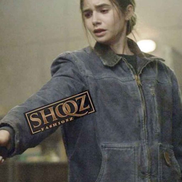 Lily Collins Inheritance Lauren Monroe Distressed Leather Jacket