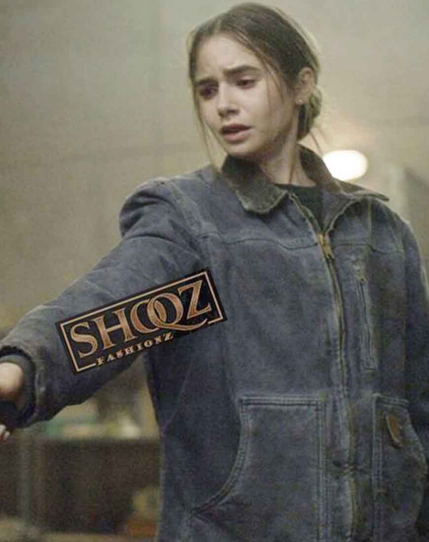 Lily Collins Inheritance Lauren Monroe Distressed Leather Jacket 1 Lily Collins Inheritance Lauren Monroe Distressed Leather Jacket