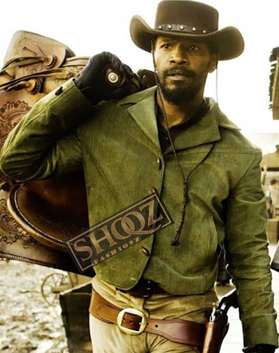Django Unchained Jamie Foxx Suede Green Jacket