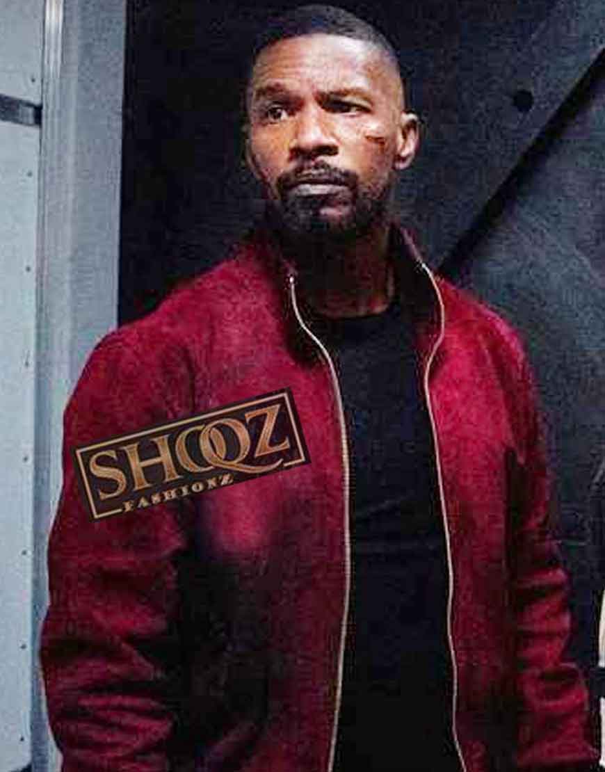 Jamie Foxx Project Power Art Red Jacket 1 Jamie Foxx Project Power Art Red Jacket