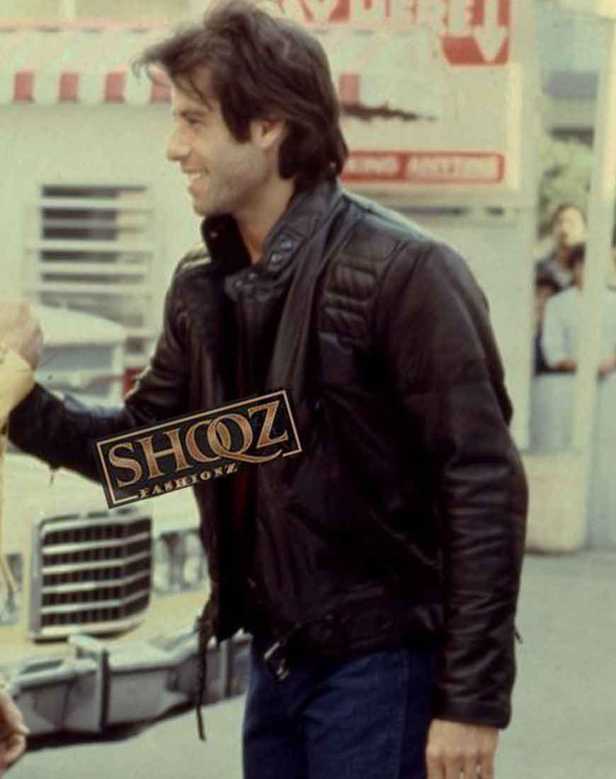 Stayin' Alive John Travolta Black Leather Jacket 1 Stayin' Alive John Travolta Black Leather Jacket