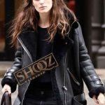 Keira Knightley Black Shearling Jacket