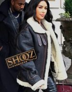 Kim Kardashian West Black Shearling Jacket