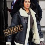 Kim Kardashian West Black Shearling Jacket