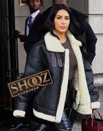 Kim Kardashian West Black Shearling Jacket