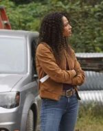 Kylie Bunbury Big Sky Brown Bomber Jacket