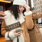 Kylie Jenner Shearling Bomber Suede Leather Jacket