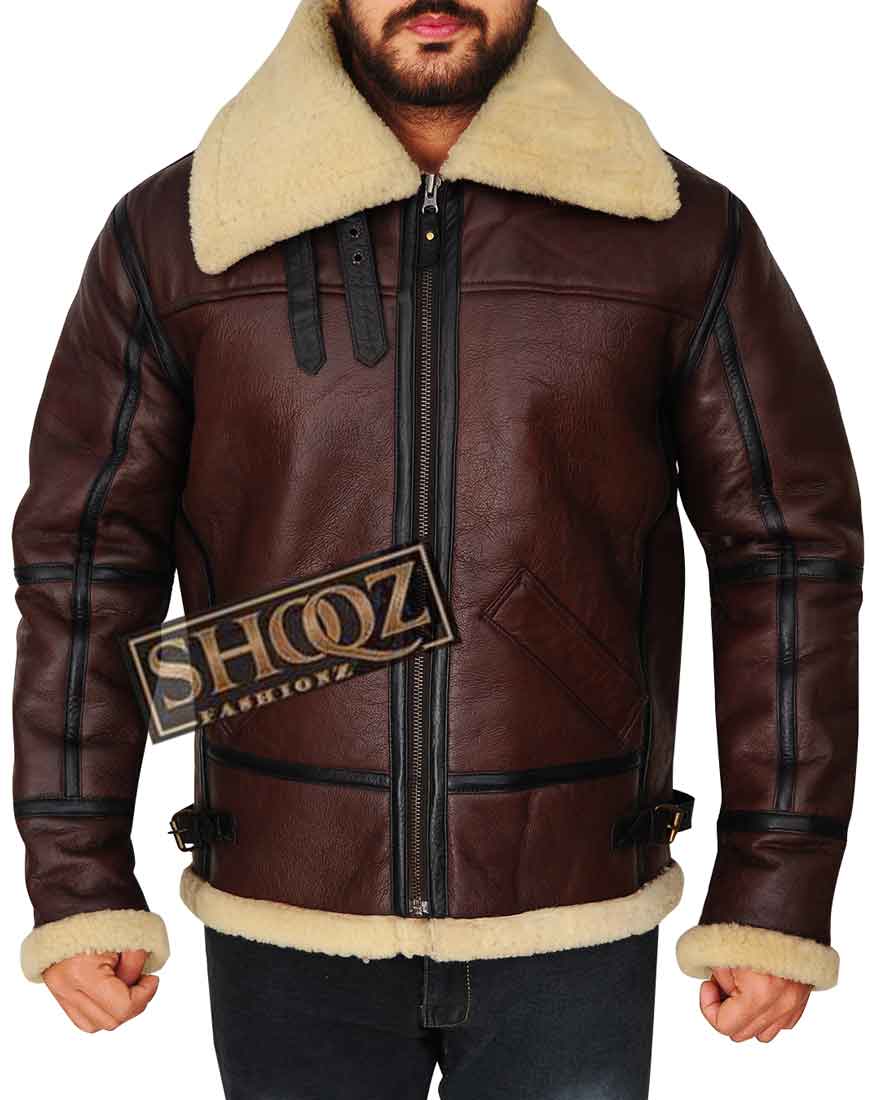 Men's Dark Brown Aviator Shearling Bomber Leather Jacket 1 Men's Dark Brown Aviator Shearling Bomber Leather Jacket