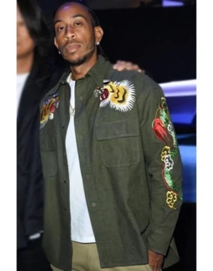 Ludacris Fast X 2023 (Tej) Green Embroidered Jacket 1 Ludacris Fast X 2023 (Tej) Green Embroidered Jacket