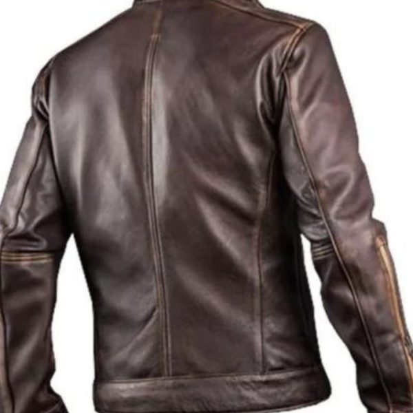 Men's Biker Cafe Racer Cowhide Vintage Jacket