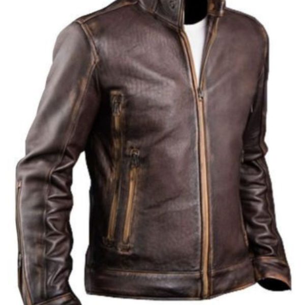 Men's Biker Cafe Racer Cowhide Vintage Jacket
