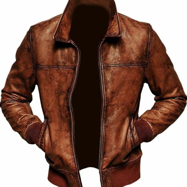 Men's Biker Vintage Retro 1 Distressed Leather Jacket