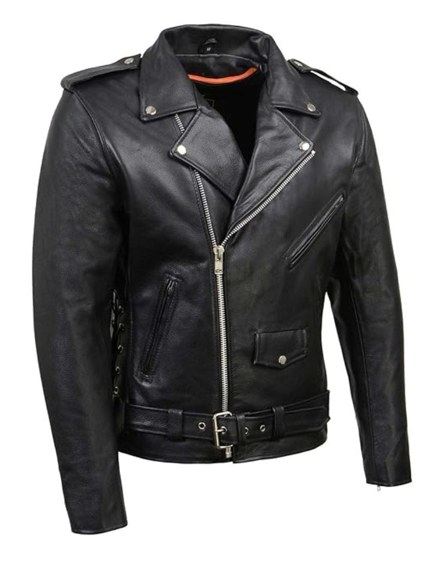 Men Brando Police Style Biker Jacket