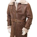 Men's Brown Sheepskin Trench Coat