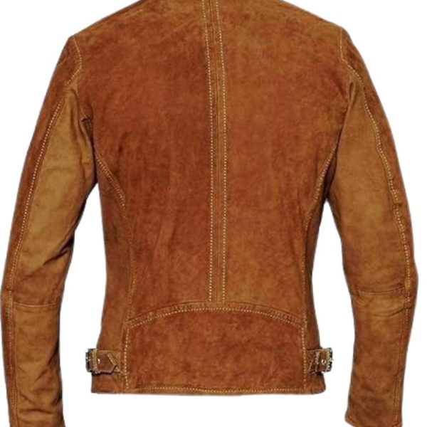 Men's Cafe Racer Vintage Brown Suede Leather Jacket