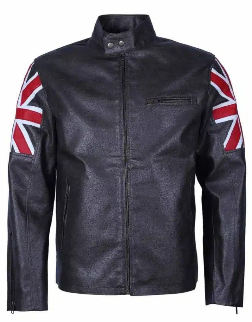 Men's UK USA Flag Leather Jacket