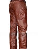 Mens Brown Real Leather Pant