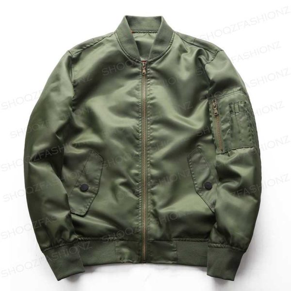 Men's Green Slim Fit Bomber Jacket