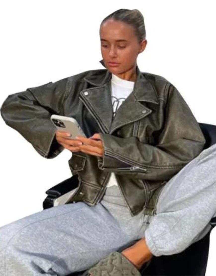 Molly Mae Zara Grey Leather Jacket